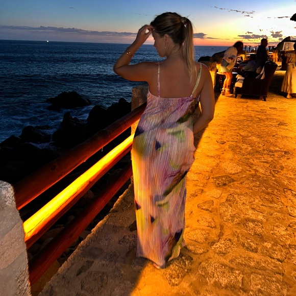 Multicolored Maxi Dress, Bump Friendly Dress, Wedding Guest Dress - Picture 9 of 9